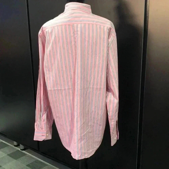 Izod 100% cotton,tailored, chest pocket,pink & blue vertical stripe, button down - Picture 6 of 7